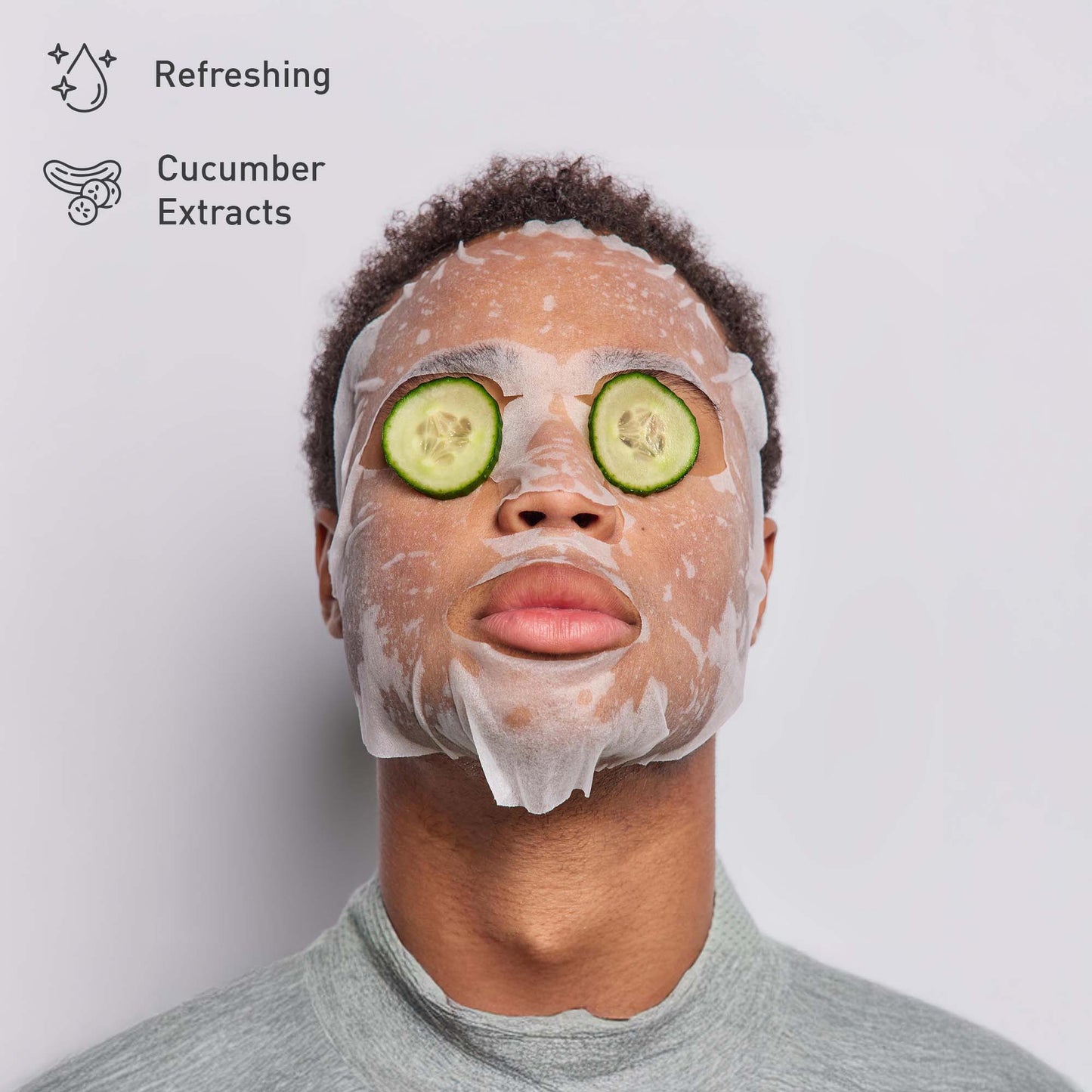 De-Puff Skin Set – Ice Cube Facial Roller, Hydrating Cucumber Sheet Masks & Advanced Cleansing Brush-3