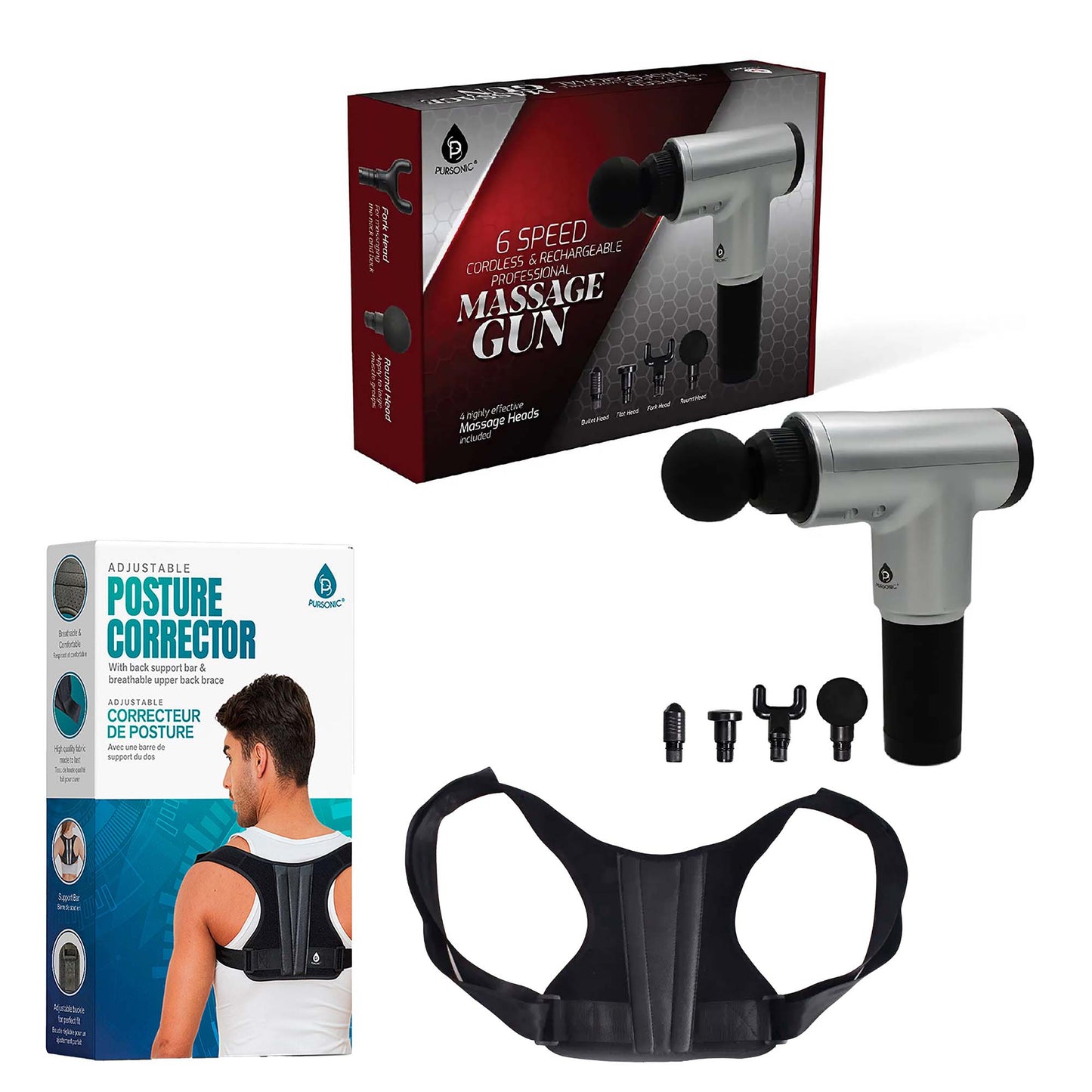 Adjustable Posture Corrector & Professional Massage Gun-0